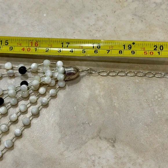 Jay King DTR .925 Moonstone/Onyx Multi-Strand (7-strand) Necklace - Vintage - Picture 4 of 6